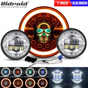 7" inch LED Headlight +4.5" Passing Lights For Harley Davidson Touring Road King - Foto 1 di 24