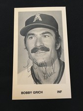 BOBBY GRICH AUTOGRAPH 1980's CALIFORNIA ANGELS PHOTO BASEBALL  CARD