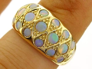 R134 Heavy Genuine 9ct SOLID Gold NATURAL Australian Opal Domed DOME Ring size O - Picture 1 of 3