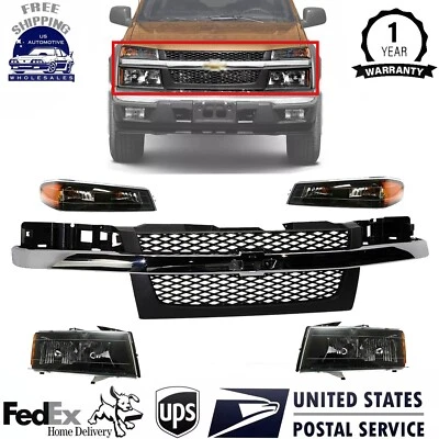 New Front Grille Assembly and Headlight Kit For 2004-2012 Chevrolet Colorado - Image 1 of 4