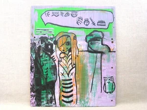 Outsider Street Art Female Portrait Painting, Original OOAK Wall Art - Picture 1 of 3