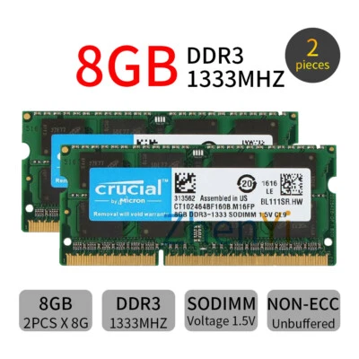 Crucial 16GB 2x 8GB DDR3 1333 RAM For MacBook Pro 13''/15''/17''Early/Late 2011 - Image 1 of 4