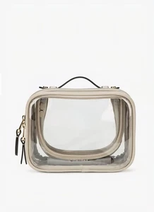 NWT Calpak  Mini Makeup Bag  Clear Cosmetic Case Stone Ret $75 - Picture 1 of 12