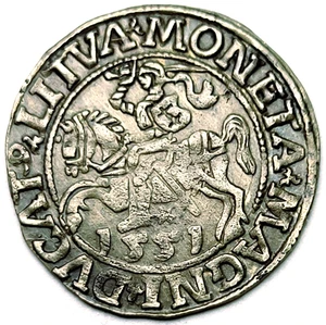 LITUANIA / POLONIA 1547 PLATA MEDIO GROSCHEN RIDER & EAGLE - Imagen 1 de 2