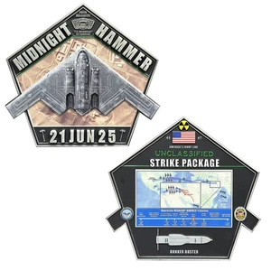 OPERATION MIDNIGHT HAMMER BUNKER BUSTER B-2 NUCLEAR SITES 4" CHALLENGE COIN - Picture 1 of 1