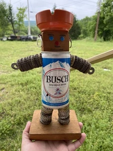 Vintage-Naughty Ashtray Bush Bavarian Beer Can Bottle Cap Man Folk-Art Handmade - Picture 1 of 10