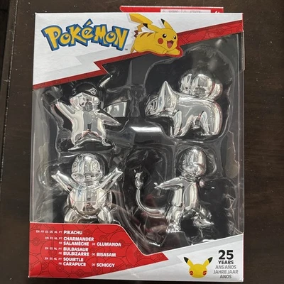Pokemon Edición 25 Aniversario Serie 1 Figura Plata Figura de Acción Paquete de 4 Foto 1 de 4
