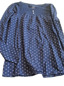 Girls Knit Top Navy Dots  Old Navy Cotton Size L (10-12) NEW - Picture 1 of 2