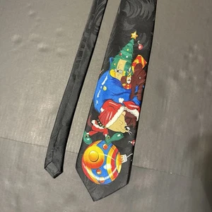 VTG Looney Tunes Tie Christmas Santa Warner Bros Tasmanian Devil Festive 1996 - Picture 1 of 7