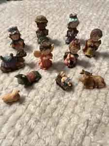 Mini Krippe Set Miniatur 11 Stck Harz Giftco Inc. Polystone Kostenloser Versand - Bild 1 von 8