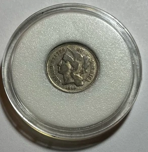 1866 3 Cent Nickel – Sharp Detail – Early U.S. Nickel Coin - Picture 1 of 4