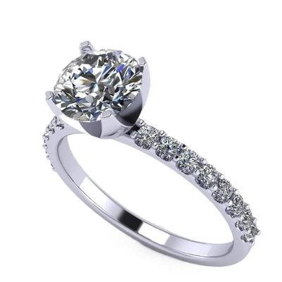 Platinum Plated 925 Sterling Silver 1 CTW Round Cut CZ Solitaire Ring - Size 10 - Image 1 of 4
