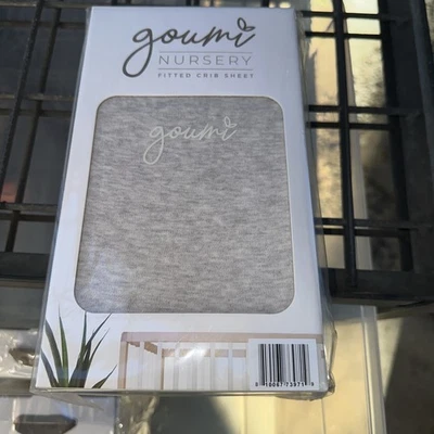 Sábana bajera ajustable gris Goumi Nursery suave bambú algodón orgánico Foto 1 de 2