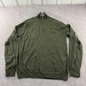 Richard James Mayfair Pullover Herren Medium Grün Merinowolle 1/4 Zip Sweatshirt - Bild 1 von 10