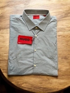Camicia uomo Hank Kent slim fit verde chiaro 42 16,5 nuova con etichetta HUGO BOSS - Foto 1 di 7