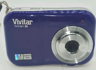 VIVITAR ViviCam 25 Digital Camera 2.1MP Shoots Video Retro Y2K Blue Silver Teste - Image 1 of 4