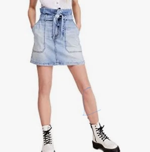 Free People Splendor In The Grass Jeansrock mit Bindegürtel indigoblau Gr. 4 NEU - Bild 1 von 14