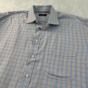 Canali Mens Shirt 44 17.5 Multicolor Plaid Dress Button Up Cotton Made in Italy - Picture 1 of 8