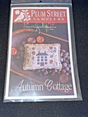 NEW Autumn Cottage Plum Street Samplers Pattern Chart c2022 Paulette Stewart - Image 1 of 3