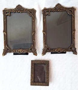 Vintage 3er Set kleine Bilderrahmen goldfarben Landhaus Kern romantisch floral - Bild 1 von 9