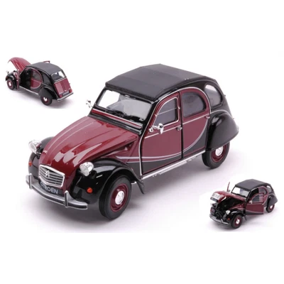 CITROEN 2 CV CHARLESTON 1980 AMARANT/BLACK 1:24 Welly Auto Stradali Modellino Nu - Immagine 1 di 4