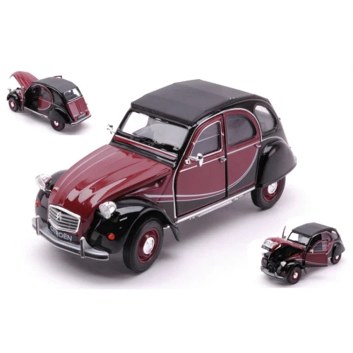 CITROEN 2 CV CHARLESTON 1980 AMARANT/BLACK 1:24 Welly Auto Stradali Modellino Nu - Immagine 1 di 4