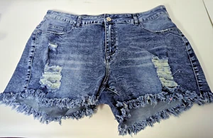 Jeans Distressed Denim Shorts Blau Größe XL - Bild 1 von 8