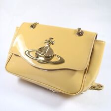 Vivienne Westwood Patent leather Orb Chain Crossbody Bag Yellow Auth Women Used