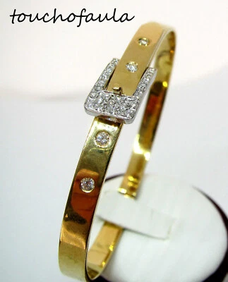 18K YELLOW GOLD EXQUISITE BUCKLE CUFF BRACELET WITH 1 CARAT DIAMONDS. Foto 1 de 4