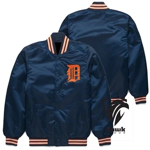 Vintage  Satin Jacket MLB Baseball Snap Button Old English D L/XL - Picture 1 of 8