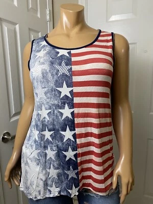 Blusa para mujer Vanilla Sugar talla 1X bandera americana roja blanca azul Foto 1 de 4