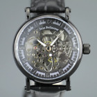 Jean Bellecour Automatik schwarz Skelett Edition Armbanduhr Lederarmband