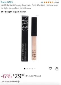 Nars Radiant Creamy Concealer CUSTARD Medium 1 - Full Size 6mL / 0.22 Oz. NEW! - Picture 1 of 8