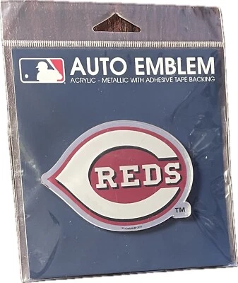 Cincinnati Reds Acrylic Auto Truck Emblem Metallic Finish Logo 3.5”x 2.5” - Image 1 of 2