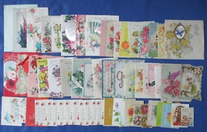 #37 Vintage Lot-60+ Miscellaneous Birthday 1920-1960 USED Greeting Cards Crafts - Picture 1 of 16