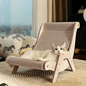 Sisal Cat Scratcher Lounger Sofa Cardboard Kitten Scratching Post Pad Sleep Bed - Picture 1 of 12