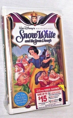 Disney Snow White Seven 7 Dwarfs First Time Clam Shell Sealed Video Tape VHS NEW - Image 1 of 3