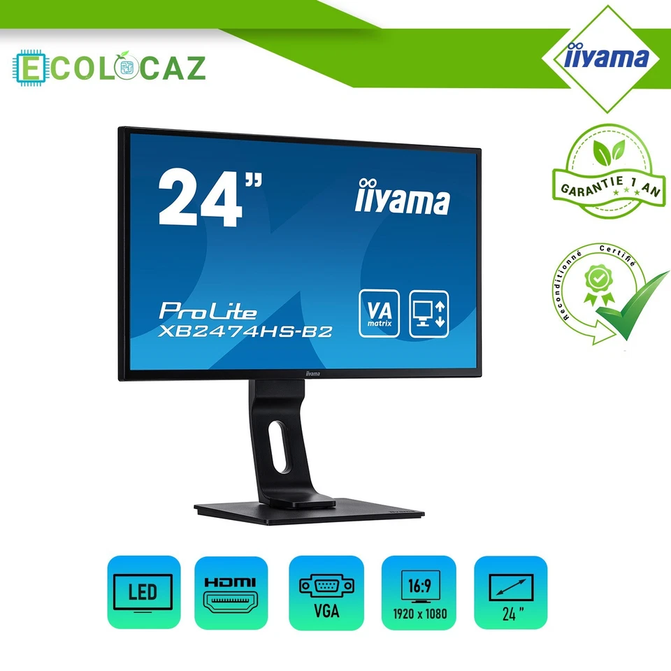 Ecran LED iiyama ProLite XB2474HS 24 pouces - LED -HDMI - VGA - Photo 1/3