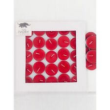 The Ivory Tea Light Candle Red Color Unscented Wax Clean Smokeless Burn 25 pack