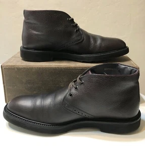 Stivali chukka HUGO BOSS uomo eleganti pelle marrone scuro taglia 8 made in Italy USA - Foto 1 di 9