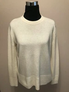 $375 NWT Theory Soft Cashmere Hi Low Crew Warm Ivory Pullover sz S; sz M - Picture 1 of 18