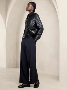 Banana Republic Hayden Wide Leg No Wrinkle Pants Navy Blue Size 4 PETITE #851128 - Picture 1 of 9