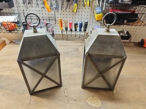 Art Deco Vintage glass/brass exterior wall sconce Bungalow Wall Lights Antique - Picture 1 of 5