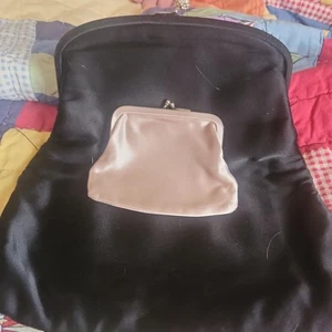 Vintage Coblentz Clutch Purse Bag Black Folding Gold Clasp *READ* - Picture 1 of 6