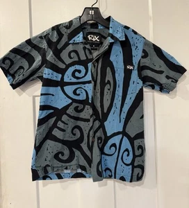 Rix Hawaiian Shirt Large Size 8 Y Geometry Cotton Beach Aloha Button Up M1.2 - Picture 1 of 7