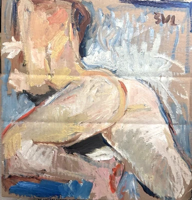 Óleo sobre cartón 18”x18” Mujer Gótico Boudoir Figura Cubista Arte Original Foto 1 de 2