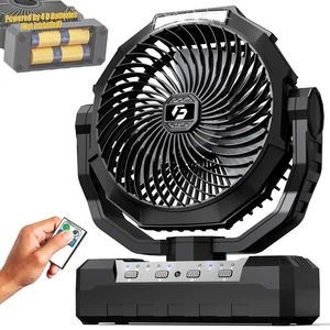 Portable Battery & USB Fan 4 Speeds Timer Remote - Black - Picture 1 of 7