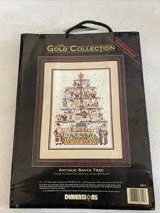 94’ Dimensions Gold Collection Christmas Antique Santa Tree CrossStich Kit #8451 - Picture 1 of 5