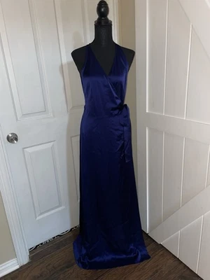 VESTIDO MAXI ENVOLVENTE SIN MANGAS DIANE VON FURSTENBERG DEVIO VIOLETA PROFUNDO TALLA 6 $528 Foto 1 de 4