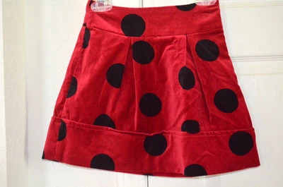 NWT THE CHILDREN'S PLACE Red and Black Polka Dot Velveteen Skirt Size 5 (TCP) — 第 1/3 张图片